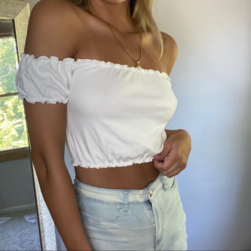 White Off the shoulder crop top